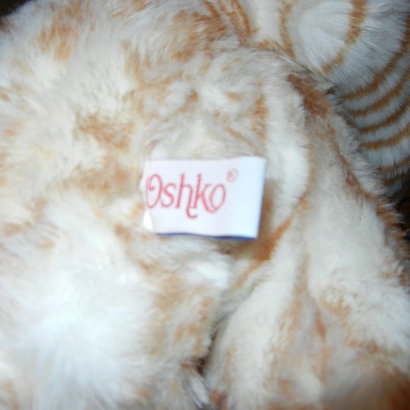 OSHKO Rare Lying Sleeping Tabby Cat Stuff Animal Plush - Picture 6 of 7